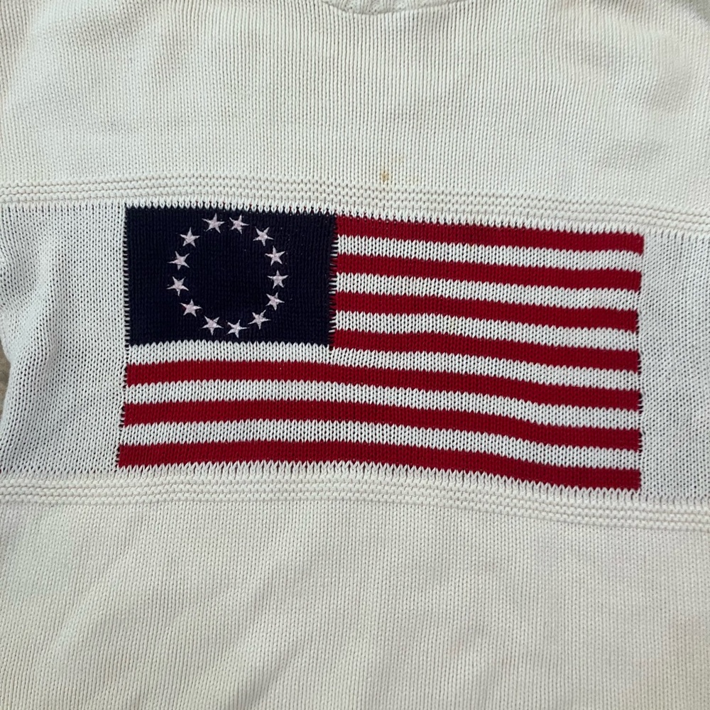 Vintage Stars and Stripes American Flag USA Made Sweater SZ XL - Picture 2 of 6